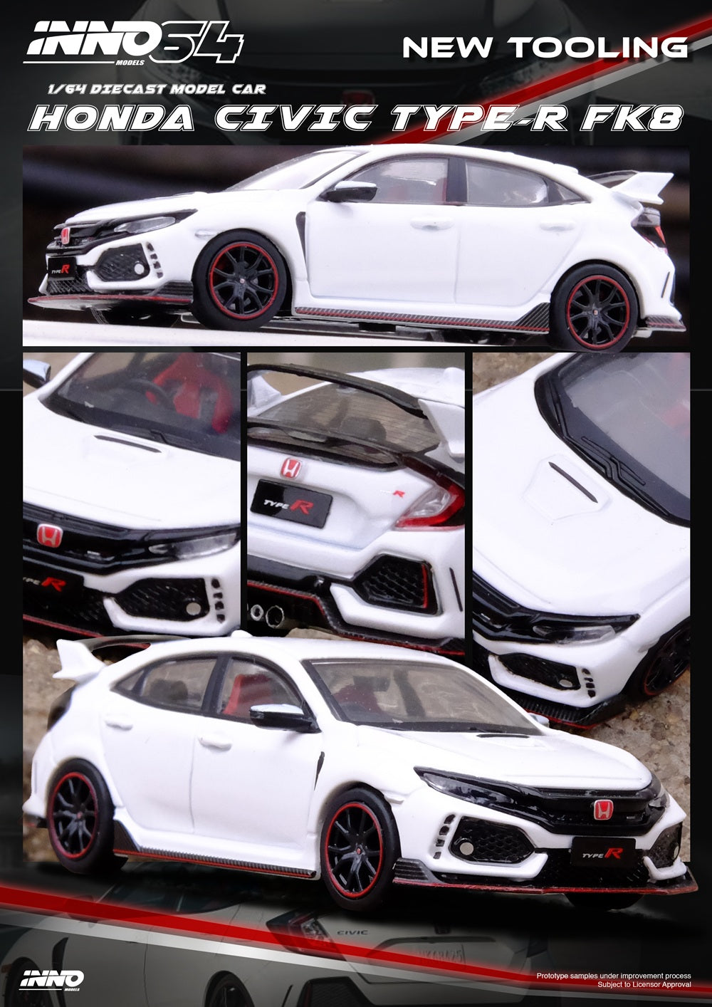 (PRE-ORDER) INNO64 1:64 HONDA CIVIC TYPR-R (FK8) White IN64-FK8-WHI