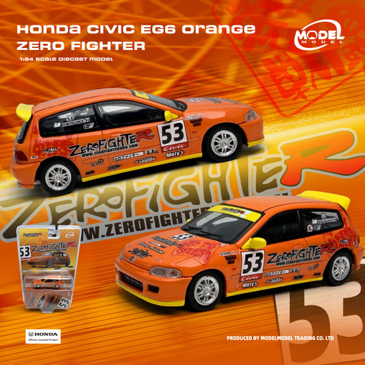 (PRE-ORDER) MODELMODEL 1:64 Honda Civic EG6 Orange Zero Fighter (Blister Pack) MM64-EG6-002