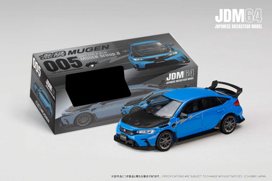 (PRE-ORDER) HOBBY JAPAN JDM64 1:64 CIVIC TYPE R (FL5) MUGEN Group.B (2025) - RACING BLUE PEARL HJDM005B-30