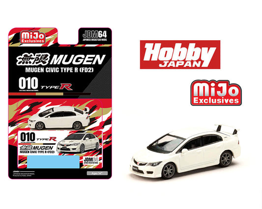 (PRE-ORDER) Hobby Japan 1:64 Honda Mugen Civic Type R (FD2) – Championship White – Mijo Exclusives