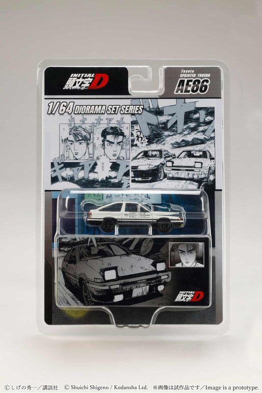 (PRE-ORDER) HOBBY JAPAN JDM64 1:64 Toyota SPRINTER TRUENO (AE86)/ INITIAL D Takumi Fujiwara VS Takeshi Nakazato (Includes 2 random cards) HJDMD001C
