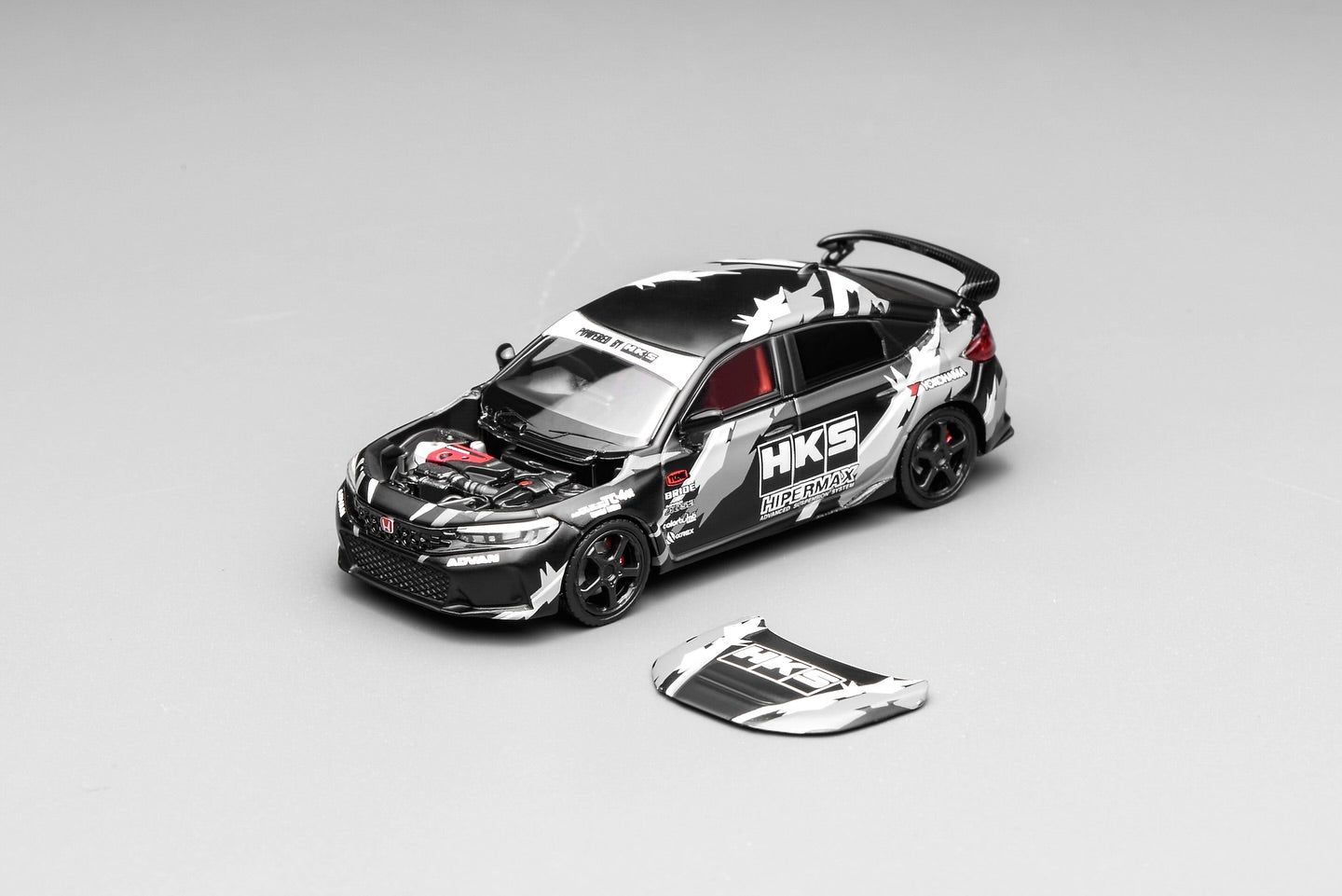 (PRE-ORDER) Motorhelix 1:64 Honda Civic TYPE R (FL5) HKS Matte Black M65320