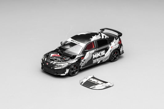 (PRE-ORDER) Motorhelix 1:64 Honda Civic TYPE R (FL5) HKS Matte Black M65320