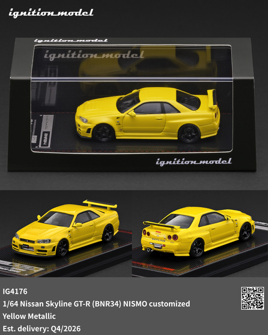 (PRE-ORDER) Ignition Model 1:64 Nissan Skyline GT-R (BNR34) NISMO customized Yellow Metallic IG4176