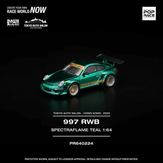 (PRE-ORDER) POPRACE 1:64 997 RWB SPECTRAFLAME TEAL TASHK 2025 Exclusive Model PR640224