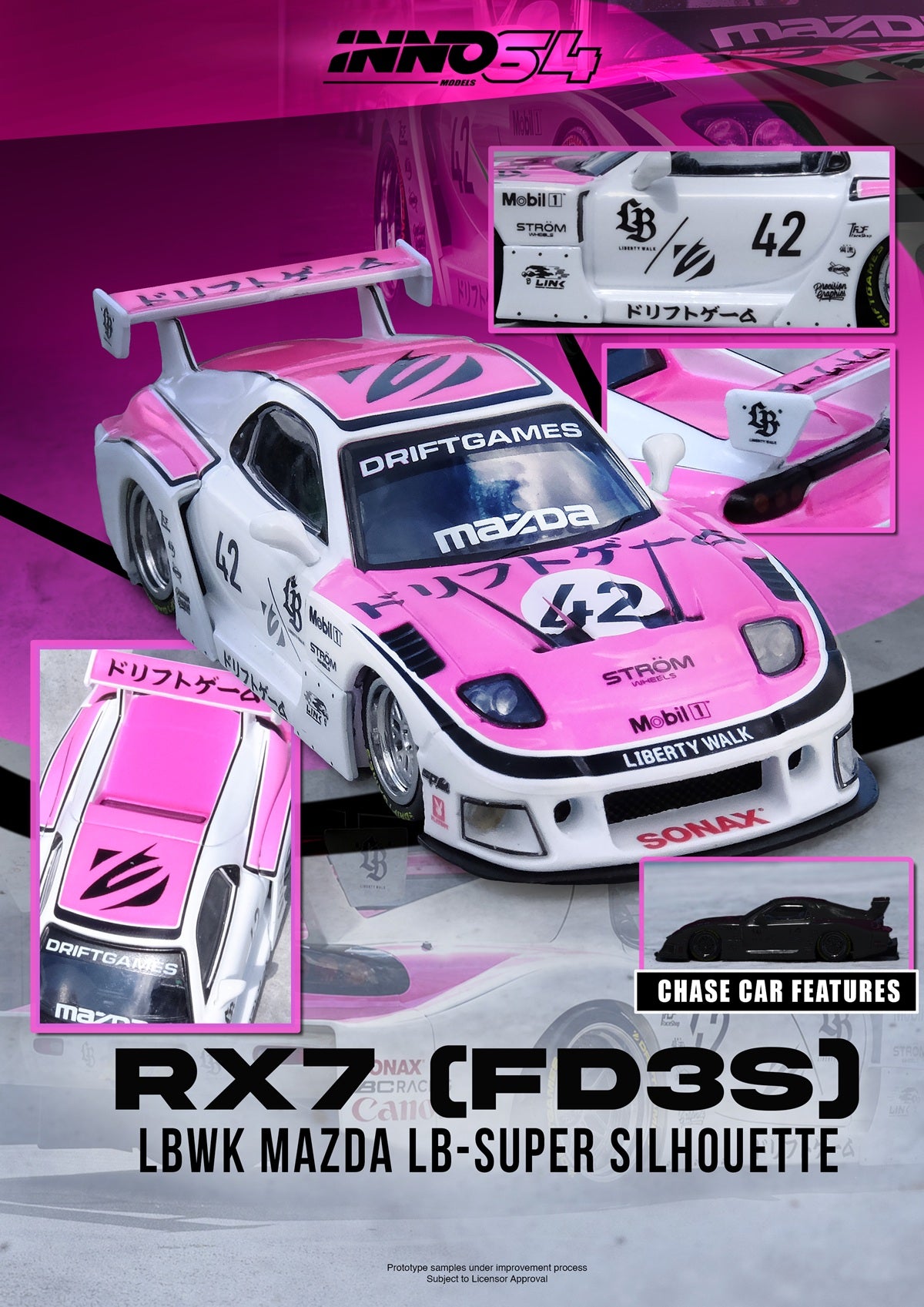 (PRE-ORDER) INNO64 1:64 MAZDA RX7 (FD3S) LB-SUPER SILHOUETTE "DRIFT GAMES 2025" IN64-LBWK-RX7-08 **Chase cars are randomly packed**
