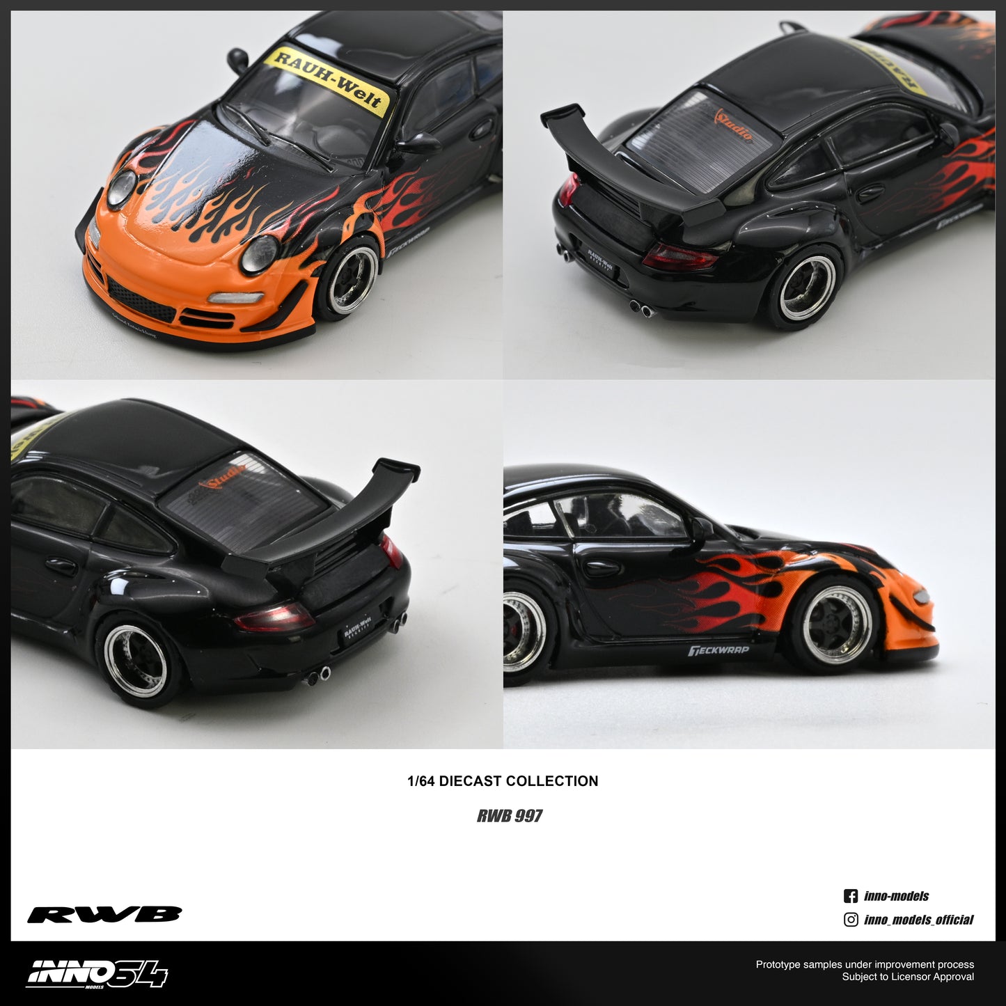 (PRE-ORDER) INNO64 1:64 RWB 997 Orange Burning Flame IN64-RWB997-OBF