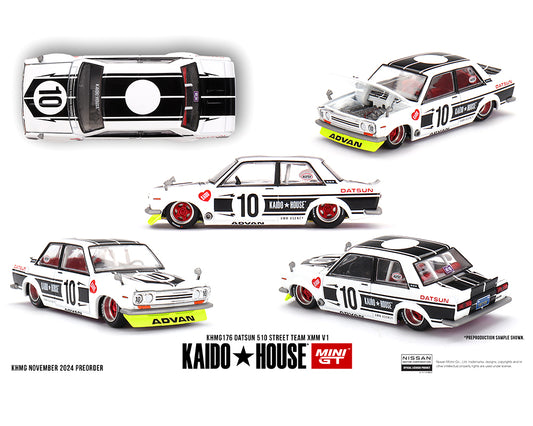 (PRE-ORDER) Kaido House x Mini GT 1:64 Datsun 510 Street Team XMM V1- White *Chance of a Chase*