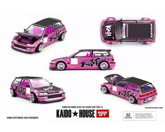 (PRE-ORDER) Kaido House x Mini GT Honda Civic (EF) Kaido Loop Spec V1 – Pink