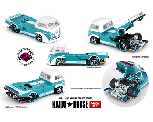 (PRE-ORDER) Kaido House x Mini GT Volkswagen T1 KAIDO WORKS V1 – Turquoise/White*Chance of a Chase*