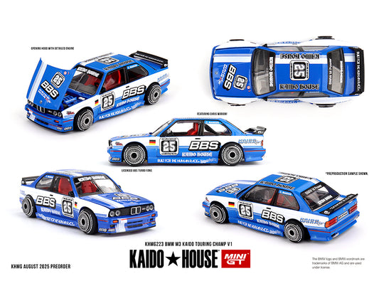 (PRE-ORDER) Kaido House x Mini GT BMW M3 Kaido Touring Champ V1 – Blue/White *Chance of a Chase* (Copy)