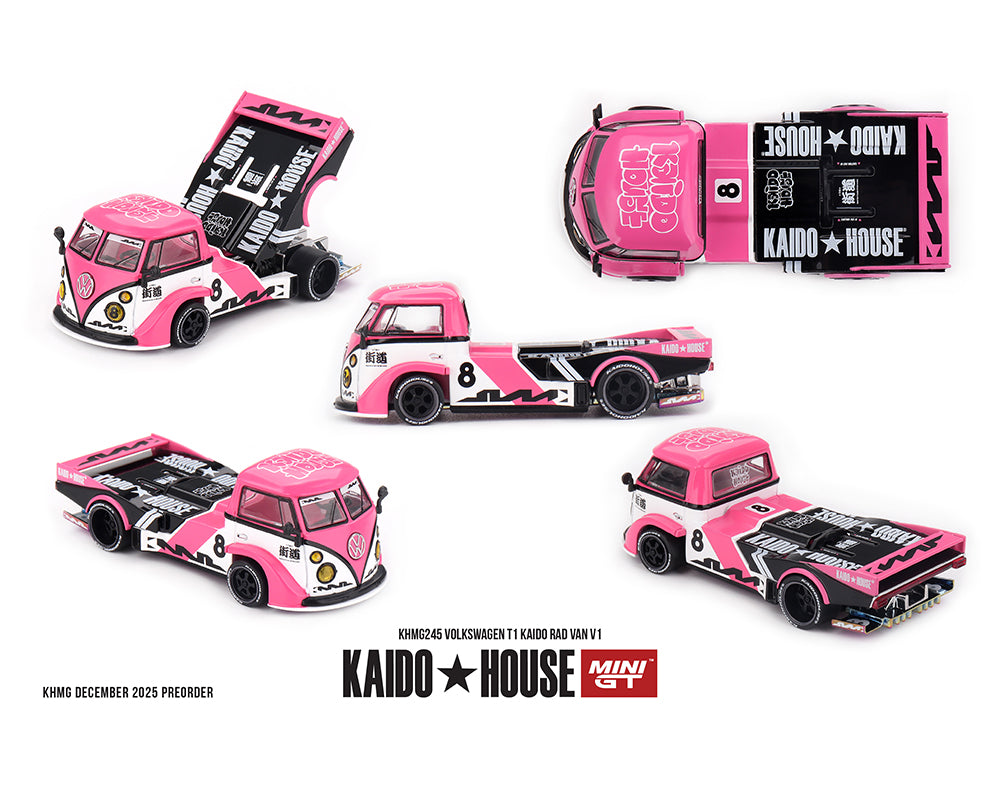 (PRE-ORDER) Kaido House x Mini GT Volkswagen T1 KAIDO RADVAN V1 – Pink *Chance of a Chase*