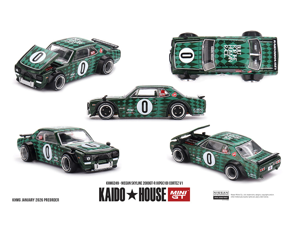 (PRE-ORDER) Kaido House x Mini GT 1:64 Nissan Skyline 2000GT-R (KPGC10) Cortez V1 *Sealed Chance of a Chase*