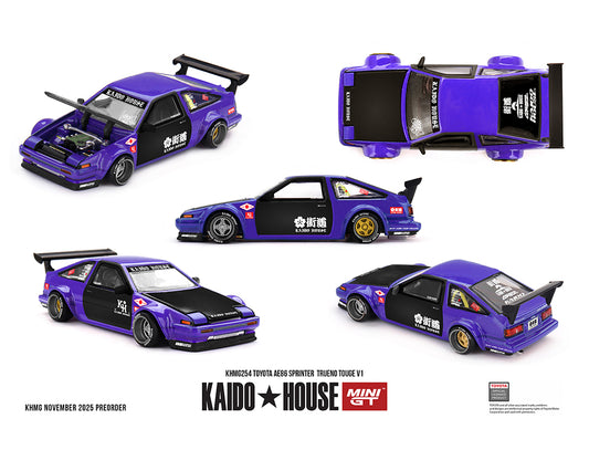 (PRE-ORDER) Kaido House x Mini GT Toyota AE86 Sprinter Trueno TOUGE V1- Blue Sealed *Chance of a Chase*