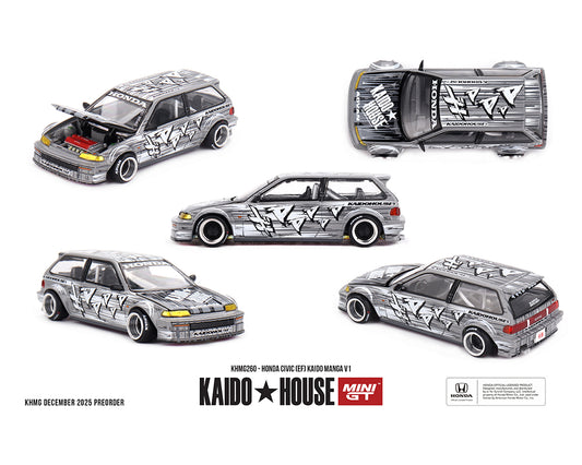 (PRE-ORDER) Kaido House x Mini GT Honda Civic (EF) Kaido Manga V1 – Silver *Chance of a Chase*