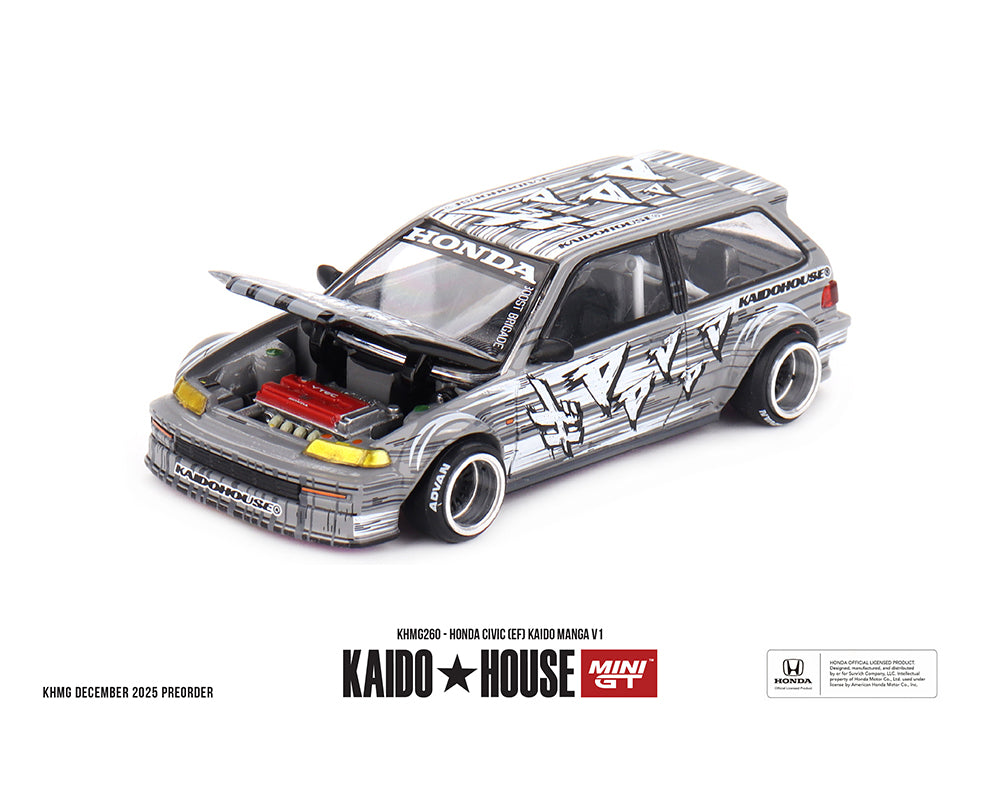 (PRE-ORDER) Kaido House x Mini GT Honda Civic (EF) Kaido Manga V1 – Silver *Chance of a Chase*