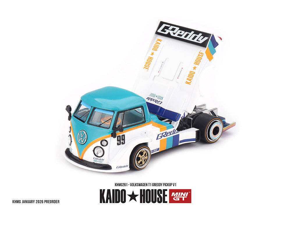 (PRE-ORDER) Kaido House x Mini GT 1:64 Volkswagen T1 GReddy Pickup V1 *Sealed Chance of a Chase*