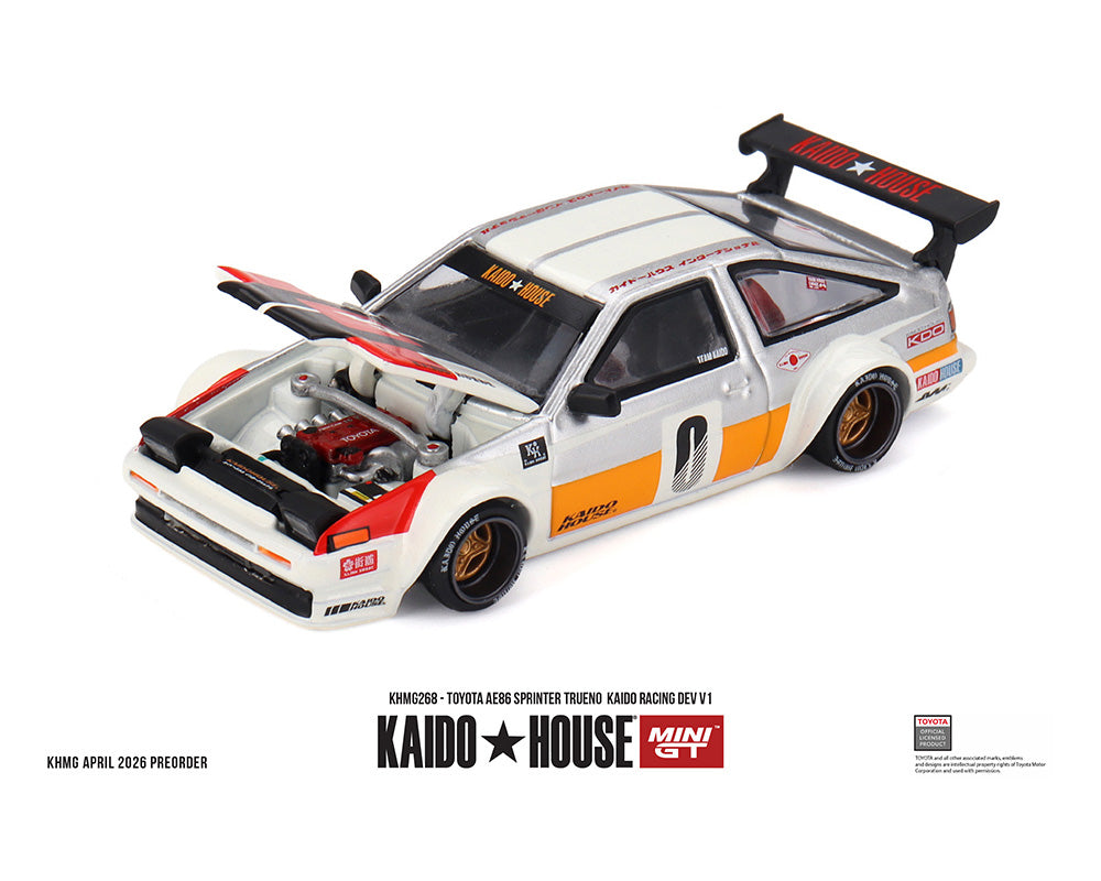 (PRE-ORDER) Kaido House x Mini GT Toyota AE86 Sprinter Trueno Kaido Racing Dev V1 – White KHMG268