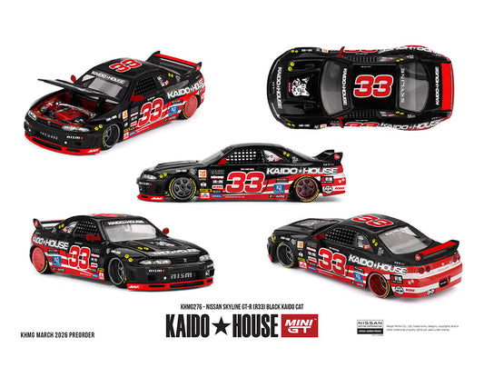 (PRE-ORDER) Kaido House x Mini GT 1:64 Nissan Skyline GT-R (R33) Black Kaido Cat – Limited Edition