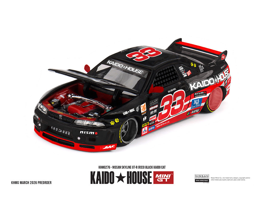 (PRE-ORDER) Kaido House x Mini GT 1:64 Nissan Skyline GT-R (R33) Black Kaido Cat – Limited Edition