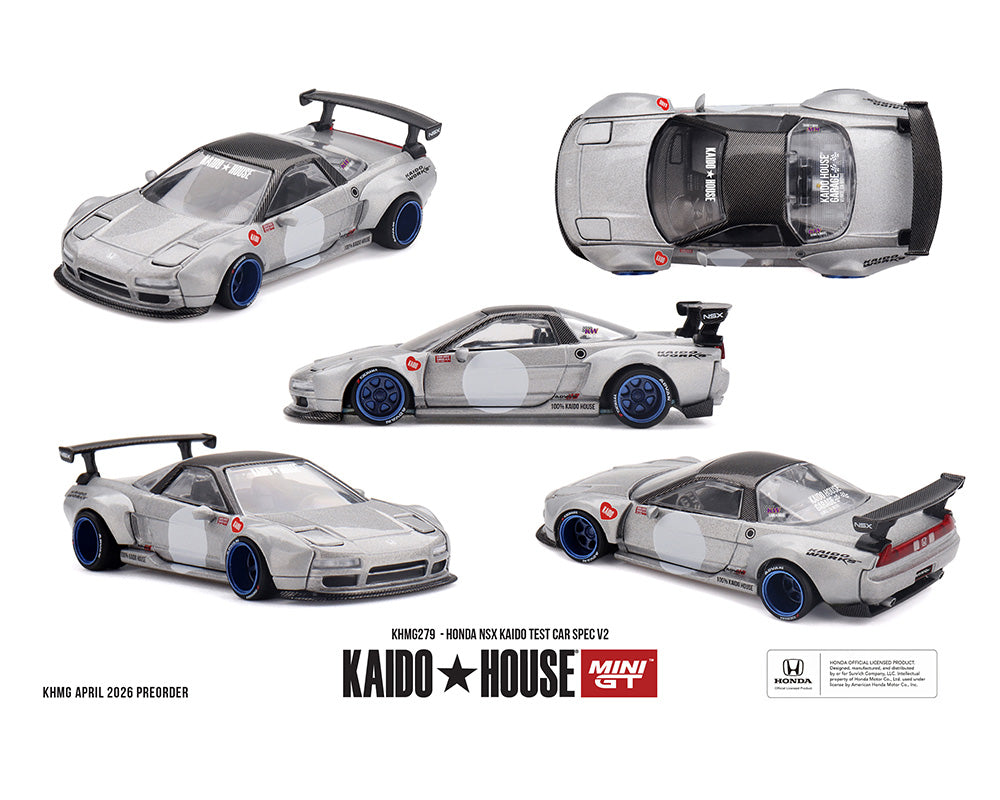 (PRE-ORDER) Kaido House x Mini GT Honda NSX Kaido Test Car Spec V2 – Silver w/ Carbon KHMG279