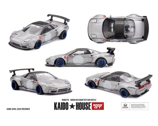 (PRE-ORDER) Kaido House x Mini GT Honda NSX Kaido Test Car Spec V2 – Silver w/ Carbon KHMG279