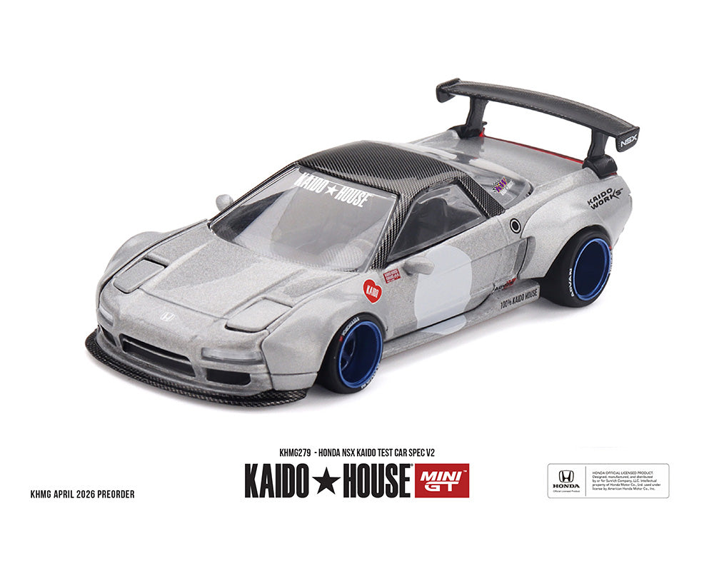 (PRE-ORDER) Kaido House x Mini GT Honda NSX Kaido Test Car Spec V2 – Silver w/ Carbon KHMG279