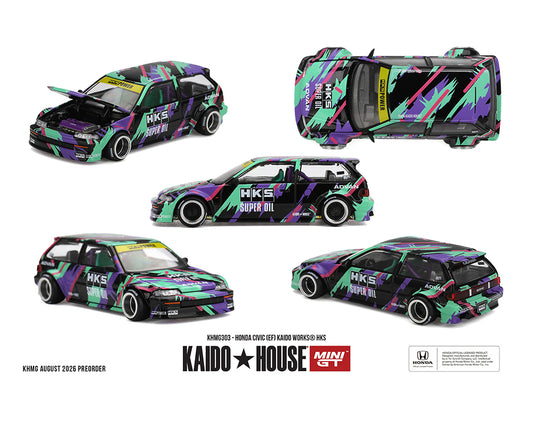 (PRE-ORDER) Kaido House x Mini GT 1:64 Honda Civic (EF) Kaido Works HKS KHMG303 Sealed Box *Chance of a Chase*