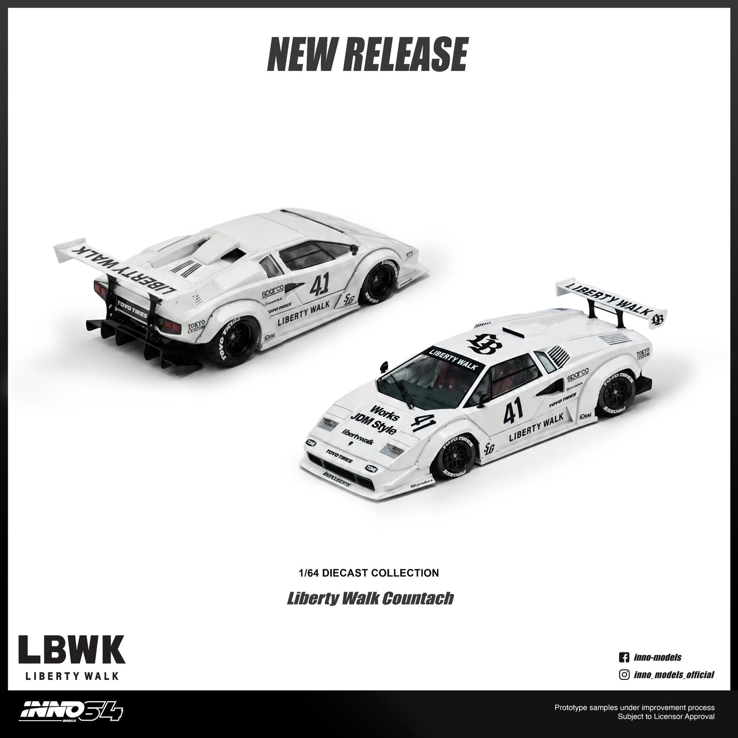 (PRE-ORDER) INNO64 1:64 LIBERTY WALK COUNTACH IN64-LBCOUNTACH-01 **CHASE CARS RANDOMLY PACKED**