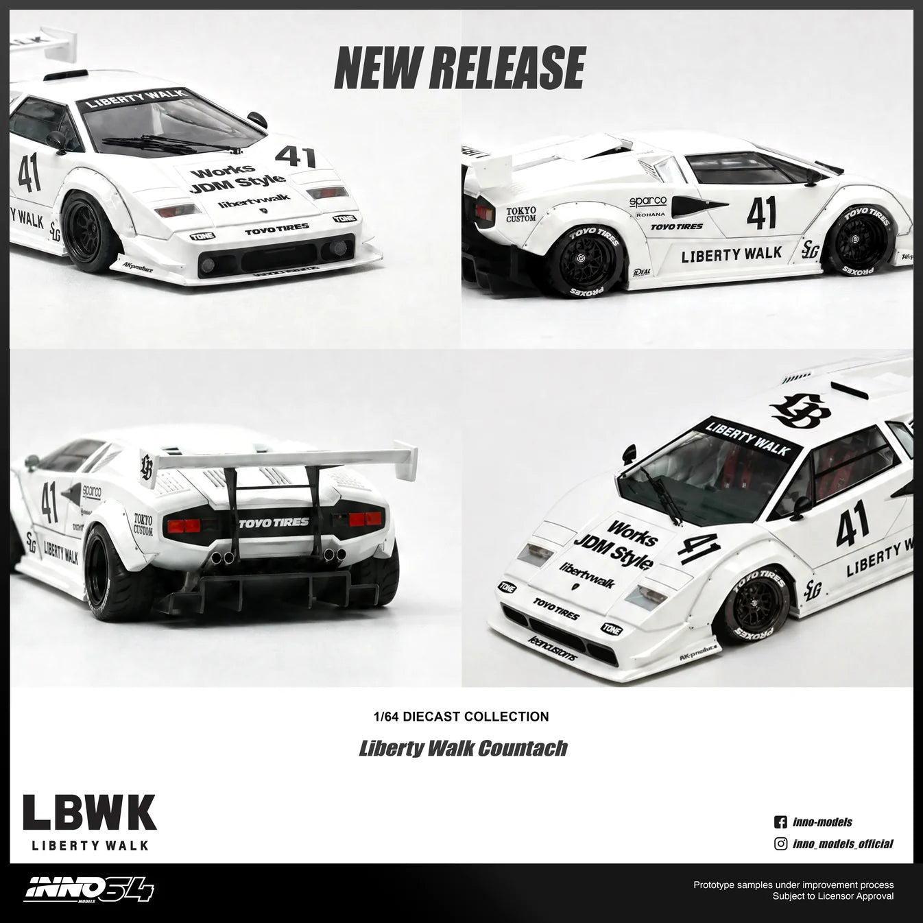 (PRE-ORDER) INNO64 1:64 LIBERTY WALK COUNTACH IN64-LBCOUNTACH-01 **CHASE CARS RANDOMLY PACKED**