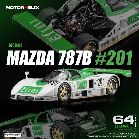 (PRE-ORDER) Motorhelix 1:64 Mazda 787B #201 Green/White M60112