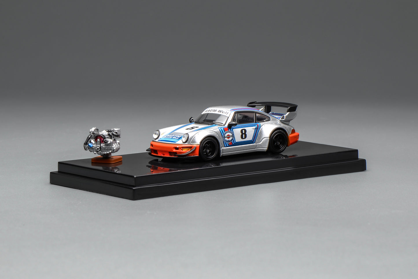 (PRE-ORDER) MOTORHELIX 1:64 RWB 964 Martini with magnetic air-cooled engine M62104 **CHASE CARS ARE RANDOMLY PACKED**