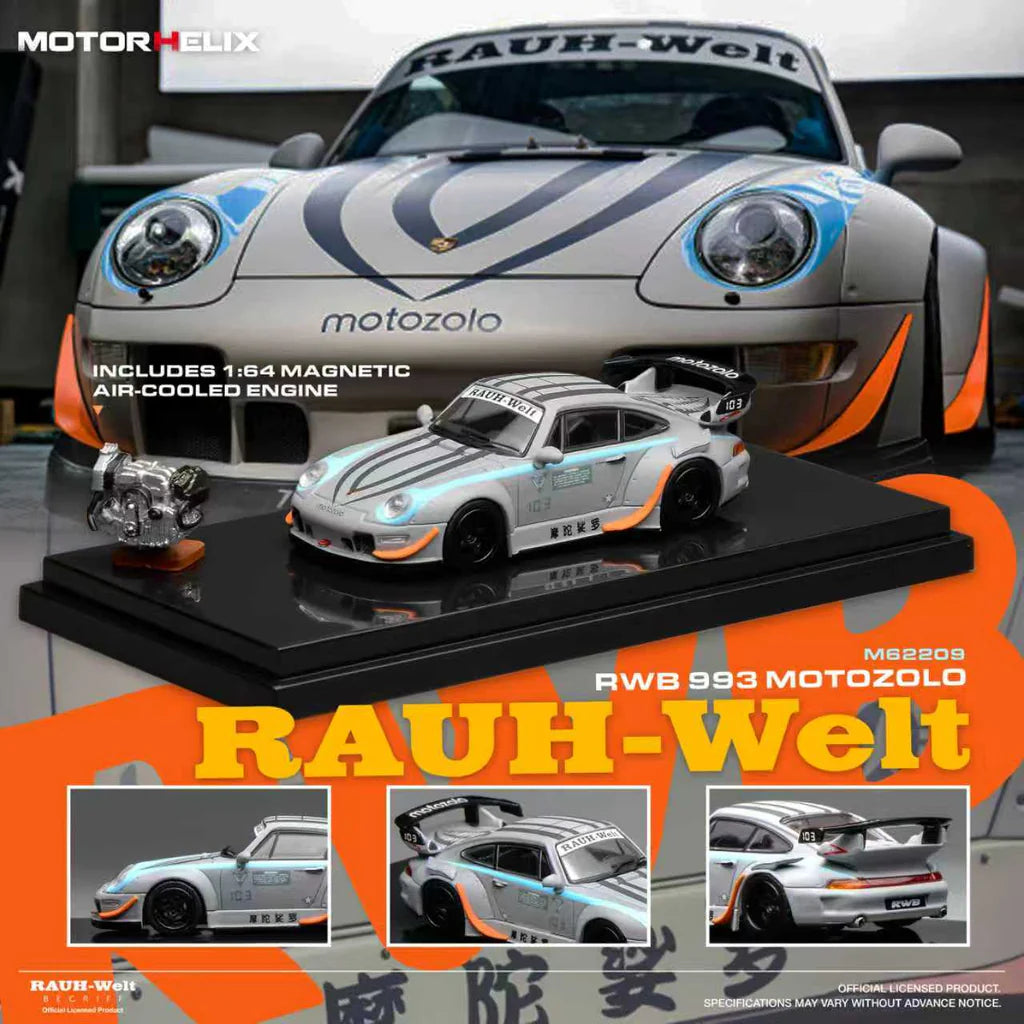 (PRE-ORDER) Motorhelix 1:64 RWB 993 MOTOZOLO with magnetic air-cooled engine M62209