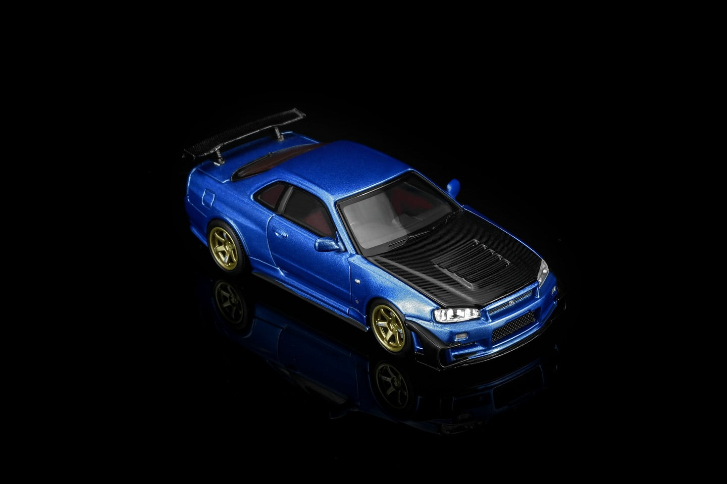 (PRE-ORDER) Motorhelix 1/64 Nissan Skyline GT-R (R34) Custom Edition - Wangan Blue Custom with GT Aero Kit M63476