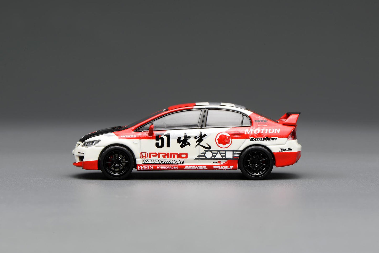 (PRE-ORDER) Motorhelix 1:64 Honda Civic TYPE R (FD2) Idemitsu Motion Red M65437