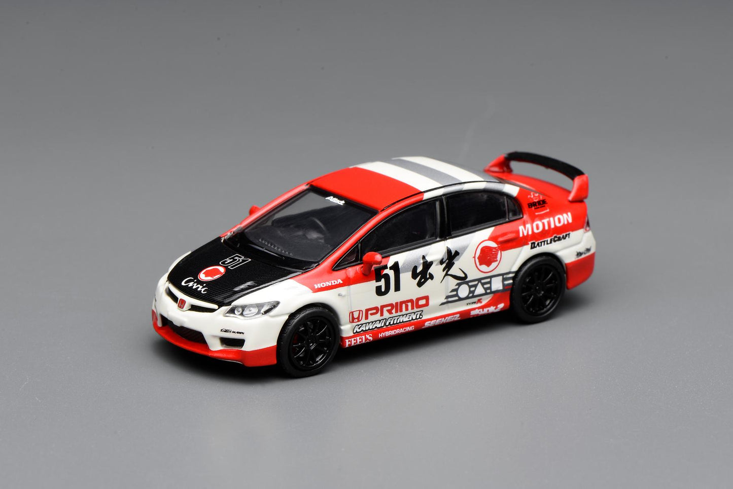 (PRE-ORDER) Motorhelix 1:64 Honda Civic TYPE R (FD2) Idemitsu Motion Red M65437