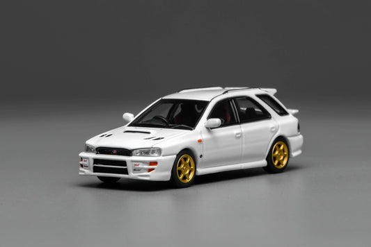 (PRE-ORDER) Motorhelix 1:64 Subaru Impreza Wagon WRX STi Version VI (GC8) Pure White M67102
