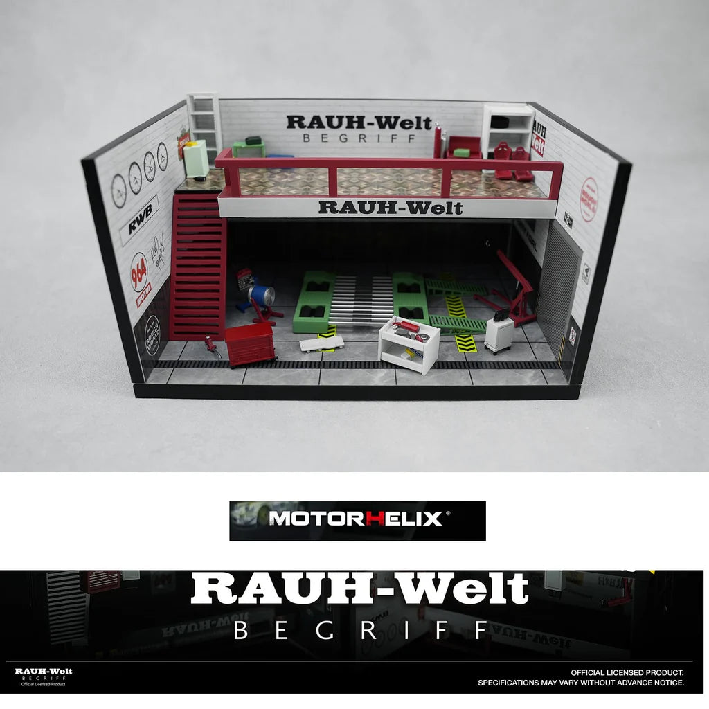 (PRE-ORDER) Motorhelix 1:64 Garage Scene Set - RWB Theme Garage White M920220