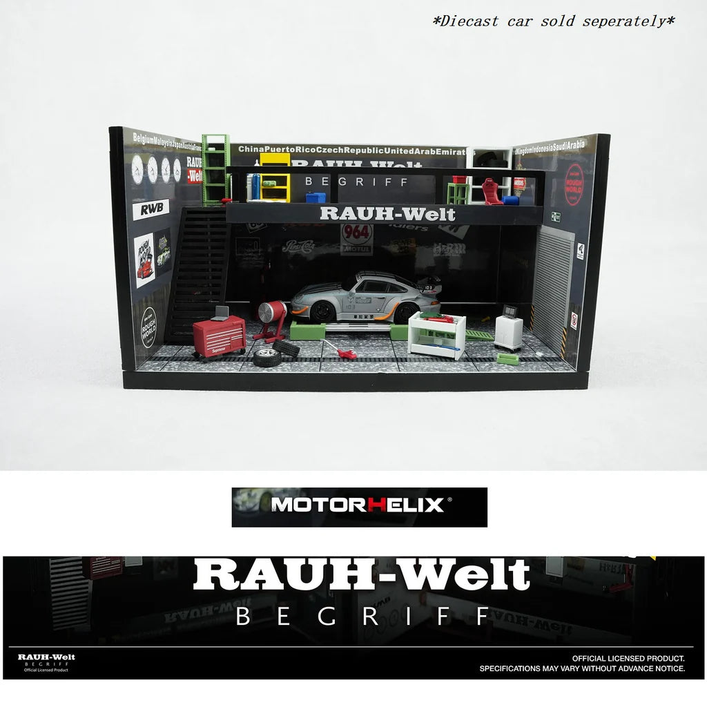 (PRE-ORDER) Motorhelix 1:64 Garage Scene Set - RWB Theme Garage Black M920221