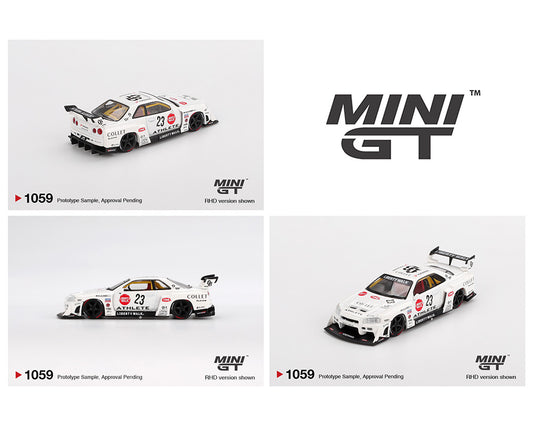 (PRE-ORDER) Mini GT 1:64 Nissan LB-ER34 Super Silhouette ATHLETE/COLLET – White