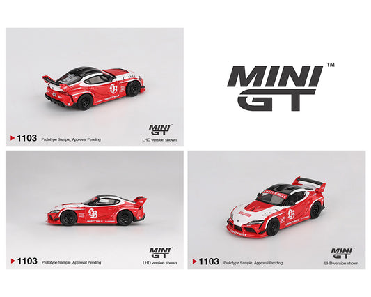 (PRE-ORDER) Mini GT 1:64 LB★WORKS Toyota GR Supra – Red/White