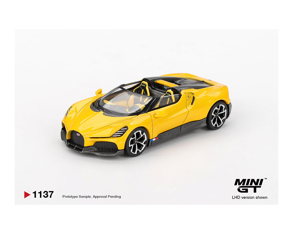 (PRE-ORDER) Mini GT 1:64 Bugatti W16 – Mistral Yellow
