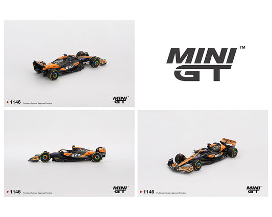(PRE-ORDER) Mini GT 1:64 McLaren MCL38 #81 Oscar Piastri 2024 F1 2024 Hungarian GP Winner – Black Orange