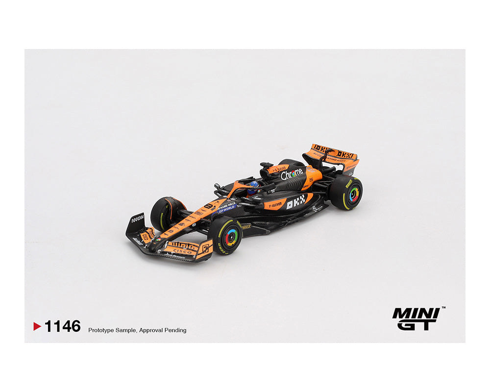 (PRE-ORDER) Mini GT 1:64 McLaren MCL38 #81 Oscar Piastri 2024 F1 2024 Hungarian GP Winner – Black Orange