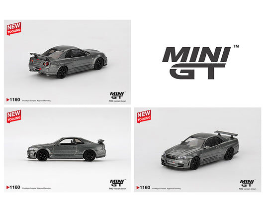 (PRE-ORDER) Mini GT 1:64 Nissan Skyline GT-R Dark Metal Gray (NISMO BNR34 CRS Version)