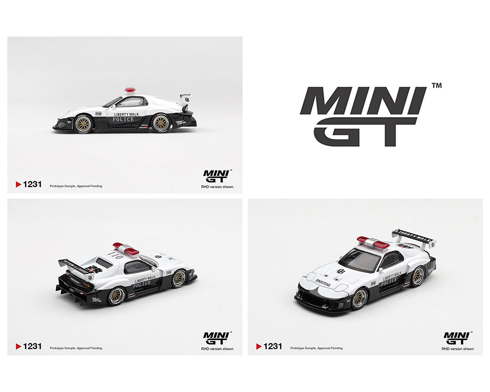 (PRE-ORDER) Mini GT 1:64 MAZDA RX-7 LB-Super Silhouette Police – White – Limited Edition MGT01231-BL