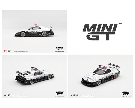(PRE-ORDER) Mini GT 1:64 MAZDA RX-7 LB-Super Silhouette Police – White – Limited Edition MGT01231-BL
