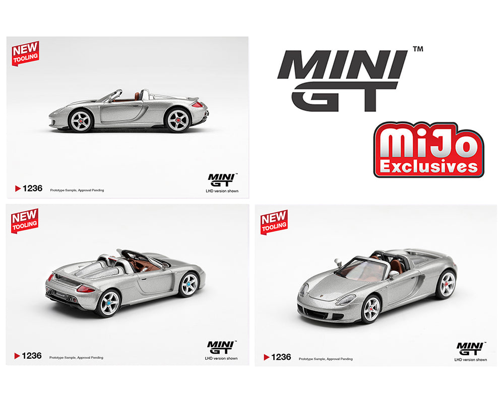 (PRE-ORDER) Mini GT 1:64 Porsche Carrera GT – Silver – Limited Edition MGT01236-BL