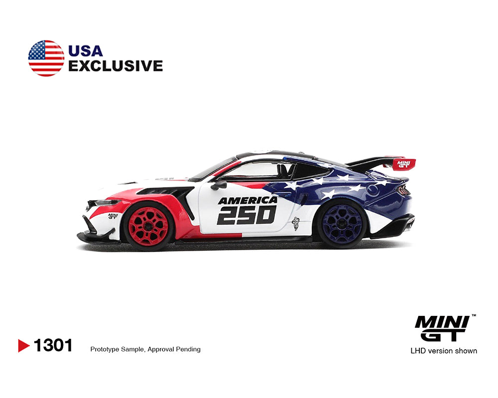 (PRE-ORDER) Mini GT 1:64 Ford Mustang GTD America 250 USA Exclusive LHD- Limited Edition – Mijo Exclusives MGT01301-BL