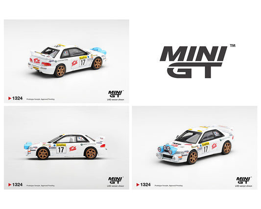 (PRE-ORDER) Mini GT 1:64 Subaru Impreza WRC98 #17 1999 Rally Monte-Carlo – White – Limited Edition MGT01324-BL